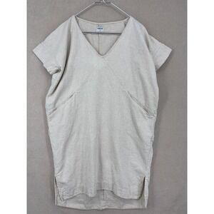 Esby Dress Womens XS Beige Linen Oversized Boxy Pockets Minimalist Lagenlook